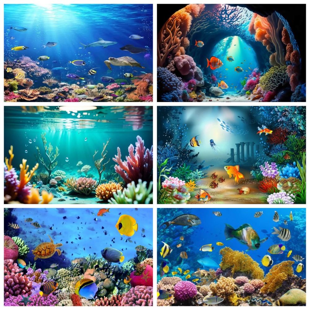 Aquarium Fish World - Unterwasserwelt Fisch Korallen Aquarium Thema Fotografie-Hintergrund,