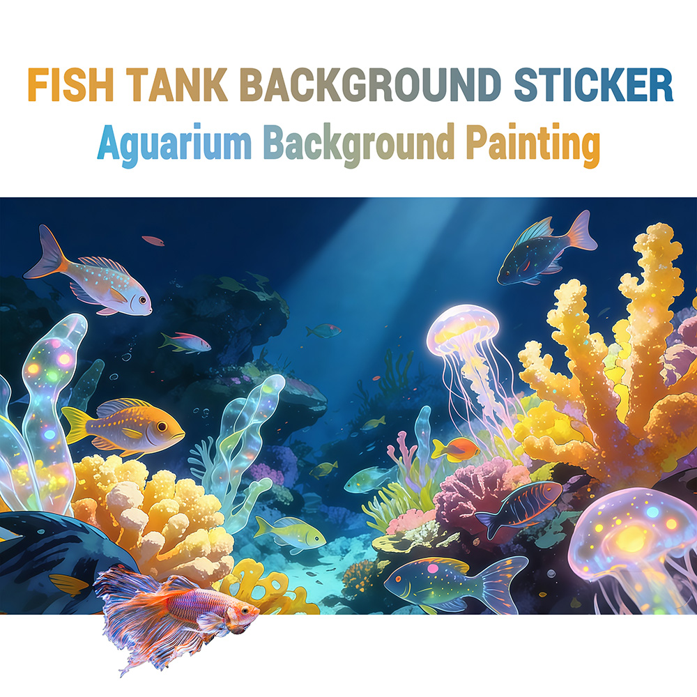 Aquarium Fish World - Aquarium-Hintergrund, Hintergrund für Fischbecken, Cartoon-Unterwasserwelt, Aquarium-Dekor,